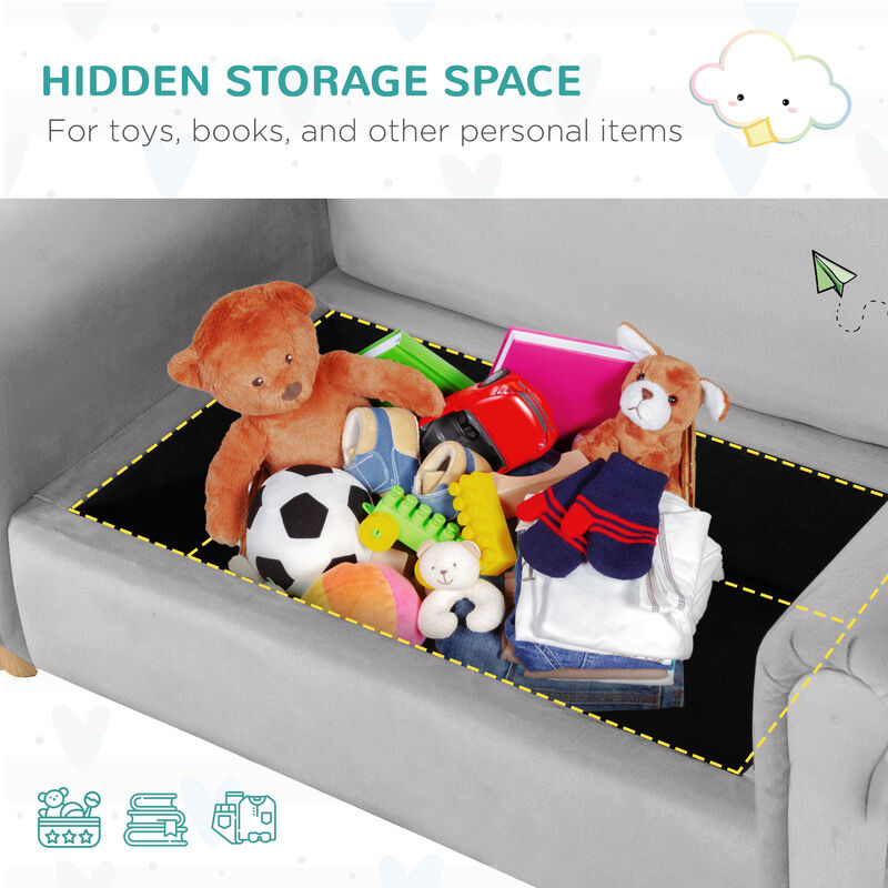 Hivvago Ergonomic Kids Couch with Storage and Comfortable Arms image number 6