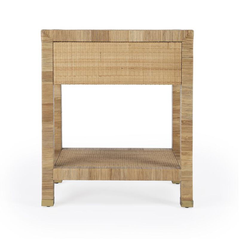 Butler Specialty Corfu 1 Drawer Natural Rattan Nightstand, Natural and White image number 5