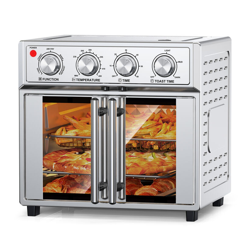 Stainless Steel 26 QT French Double-Door Air Fryer Convection Toaster Oven With 7-in-1 Multi-Function image number 0