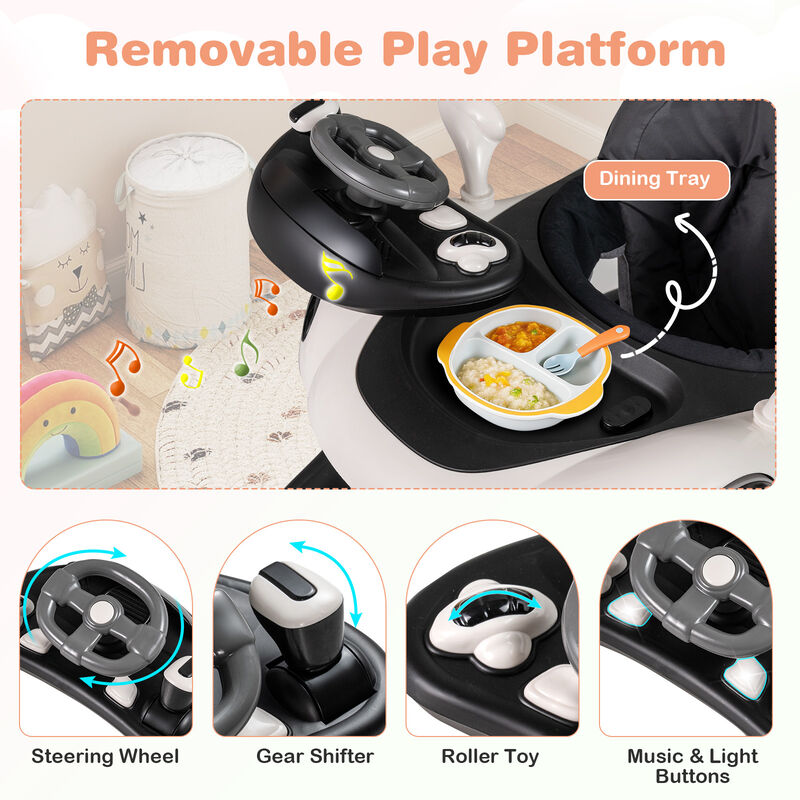 6-in-1 Portable Baby Walker with Canopy and Activity Center with Music image number 6
