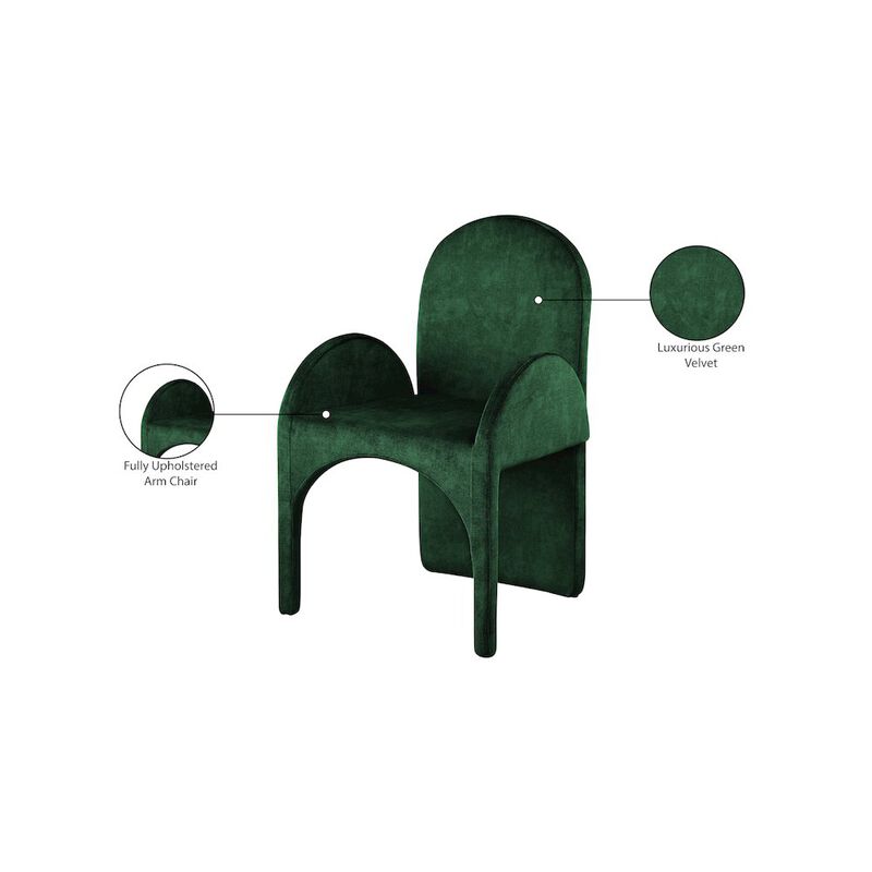 Meridian Furniture Summer Green Velvet Dining Arm Chair, Set of 2
