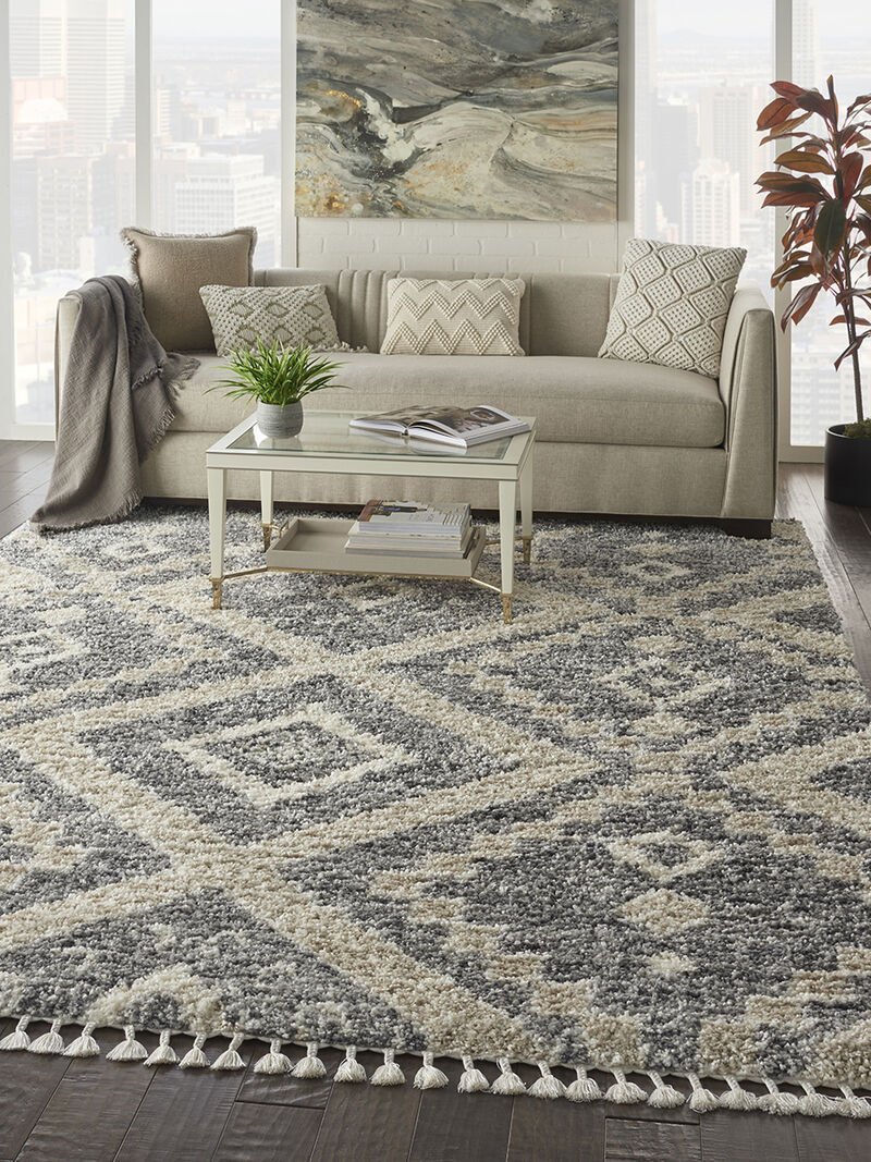 Oslo Shag OSL02 Gray/Ivory 7'10" x 10'6" Rug image number 2