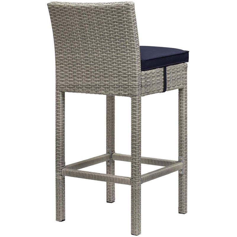 Modway EEI-3604-LGR-PER Conduit Outdoor Patio Wicker Rattan Bar Stools, Set of 2, Light Gray Peridot image number 3