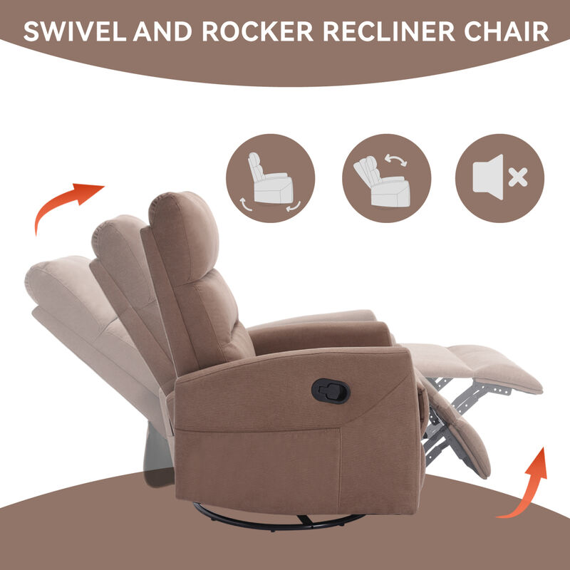 GOODSILO Manual Recliner Chair with Swivel and Rocking Function for Comfortable Living Room Seating image number 6