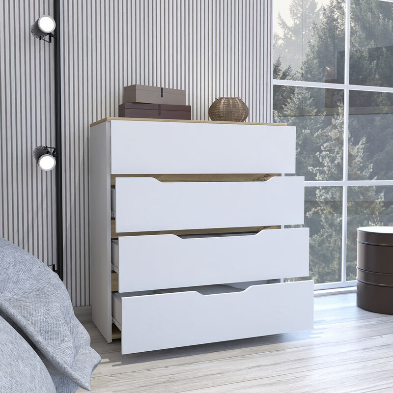 Streamdale Lynbrook 4-Drawer Dresser White And Light Oak