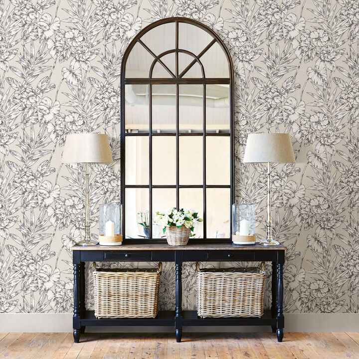 Fiji Beige Floral Wallpaper
