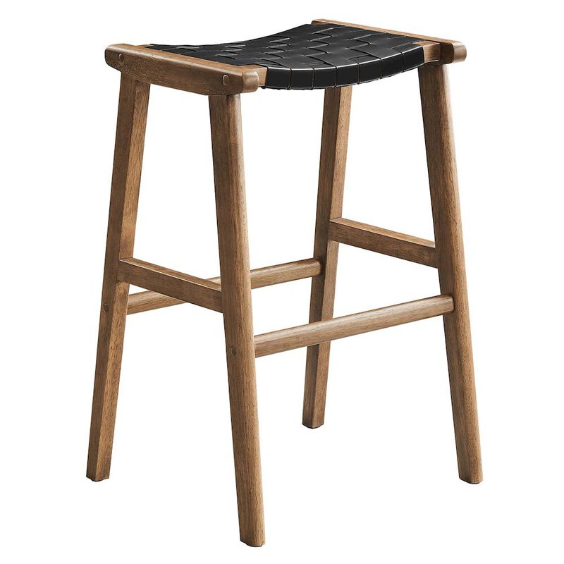 Saoirse Leather Wood Bar Stool Set of 2 image number 3