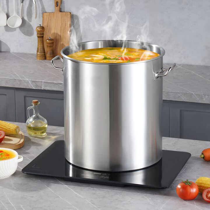 Stainless Steel Stock Pot with Basket and Lid, Heavy Duty Commercial Cooking Pot