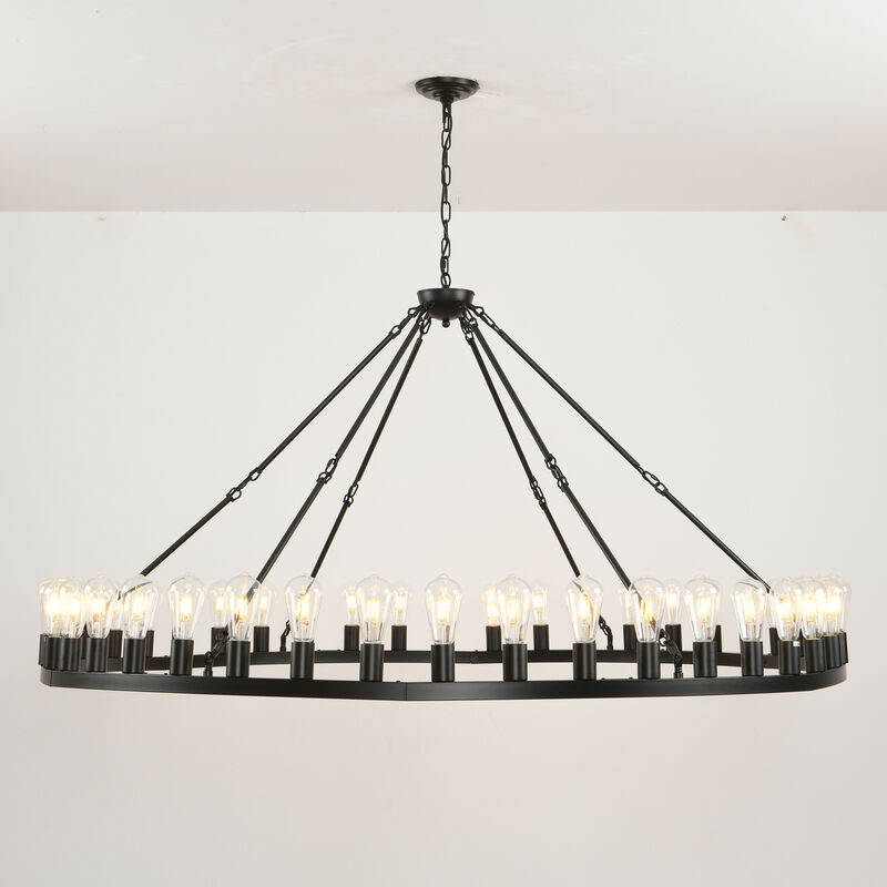 ELEMENT ACE Large Wagon Wheel Hanging Chandelier with 360&deg; Light Coverage Adjustable Height for Dining Room Kitchen Island Entryway Foyer Living Room Decor image number 6
