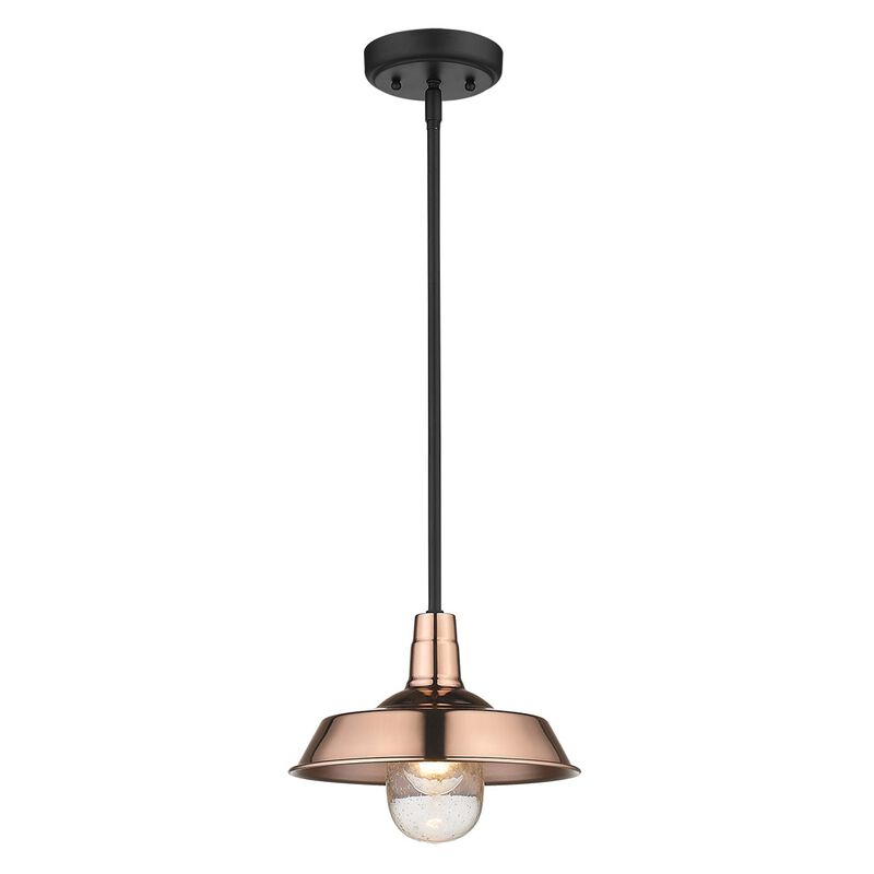 Hivvago Shiny Copper Shallow Plate Adjustable Pendant Light