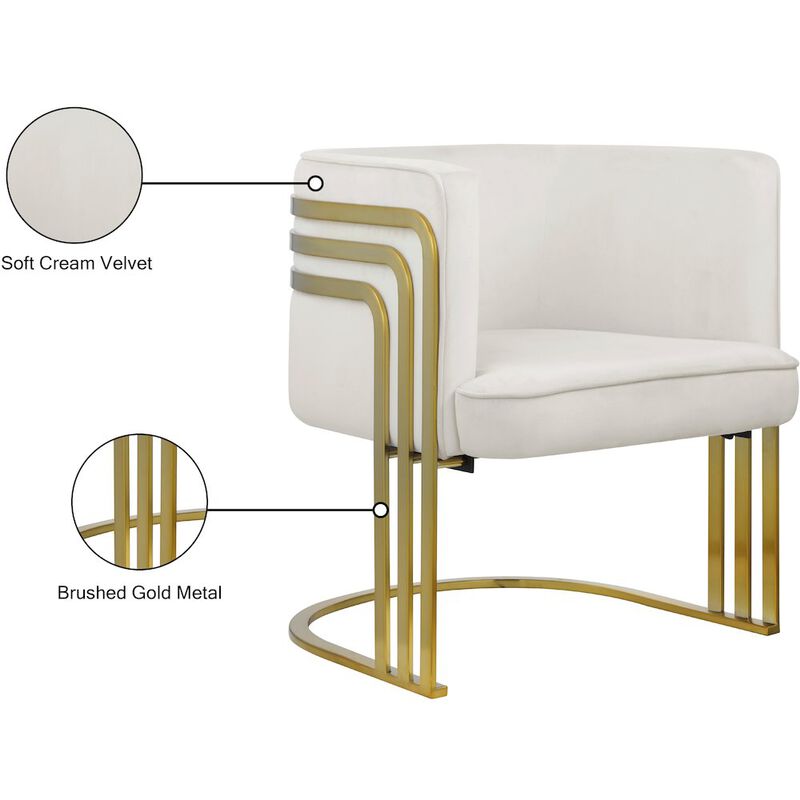 Meridian Furniture Rays Cream Velvet Accent Chair