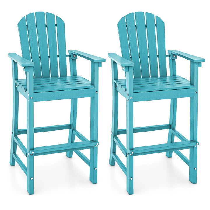 2 Piece Outdoor Counter Height Bar Stools with Armrests and Footrest