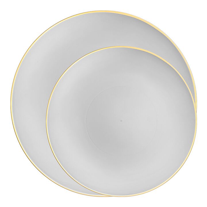 Gray with Gold Organic Round Plastic Dinnerware Value Set (40 Sets)