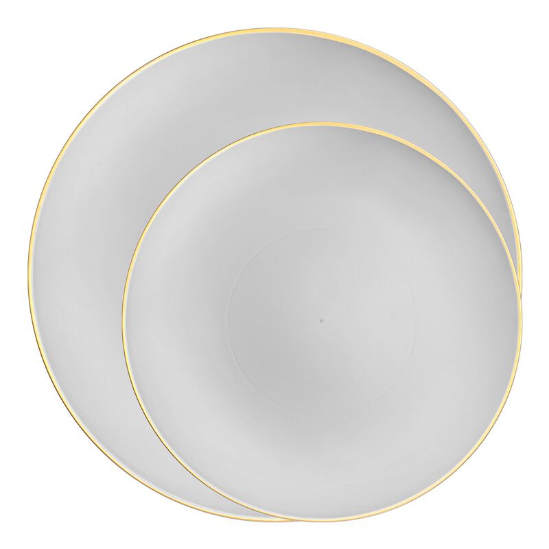 Gray with Gold Organic Round Plastic Dinnerware Value Set (40 Sets) image number 0