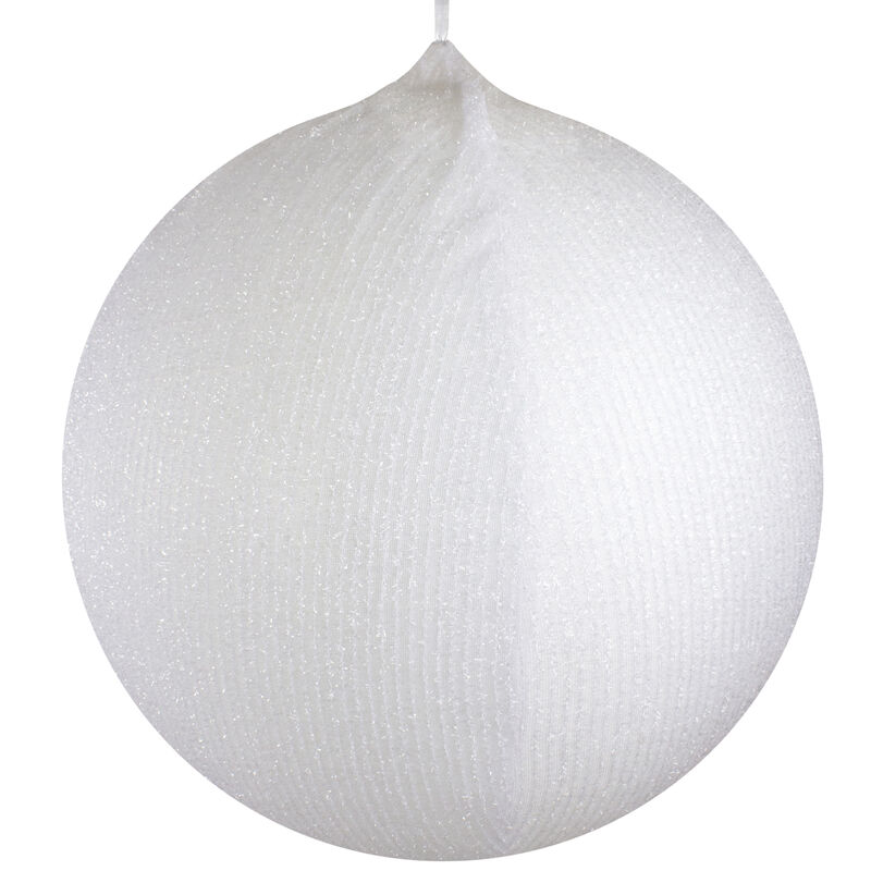 23.5" White Tinsel Inflatable Christmas Ball Ornament Outdoor Decoration image number 1