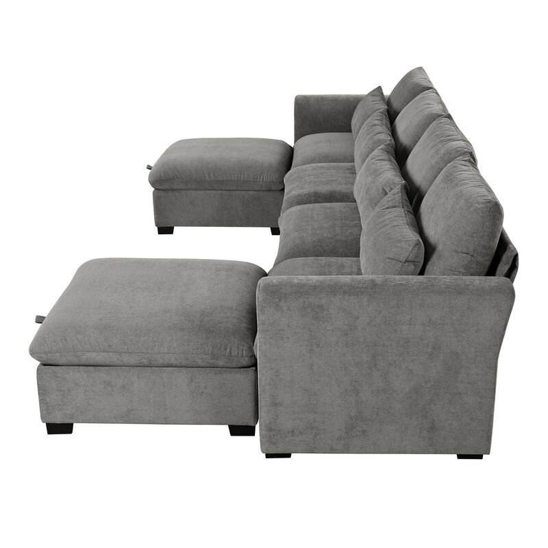 Merax Modular Corner Sofa with 2 Ottomans image number 7