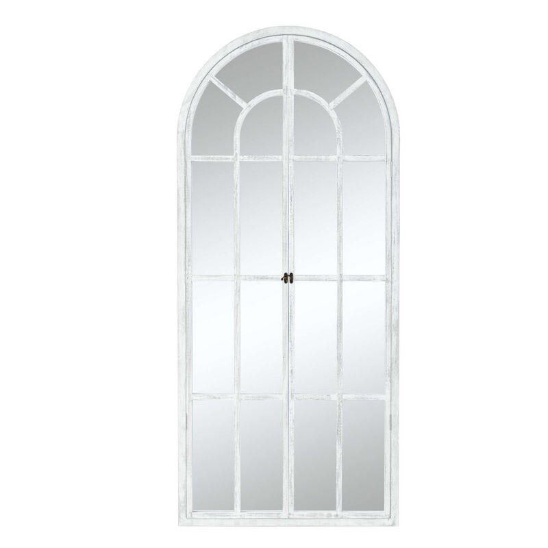 HomeRoots 71" White Solid Wood Arch Framed Full Length Mirror image number 2
