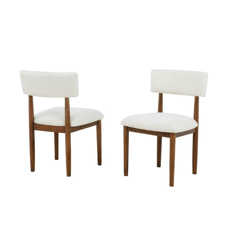 Yvetta Mid Century Modern Dining Chairs, Set of 2, White/Light Oak