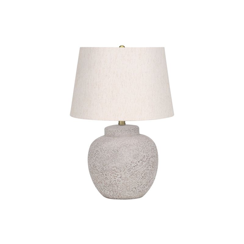 Monarch Specialties I 9732 - Lighting, 22"H, Table Lamp, Cream Concrete, Ivory / Cream Shade, Modern