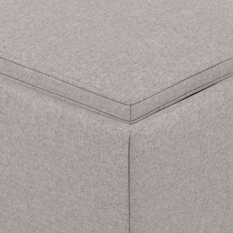 Natasha 18 inch Wide Mid Century Square Mid&nbsp;Century Storage Ottoman with Tray in Cloud Grey Polyester Linen, Assembled image number 7