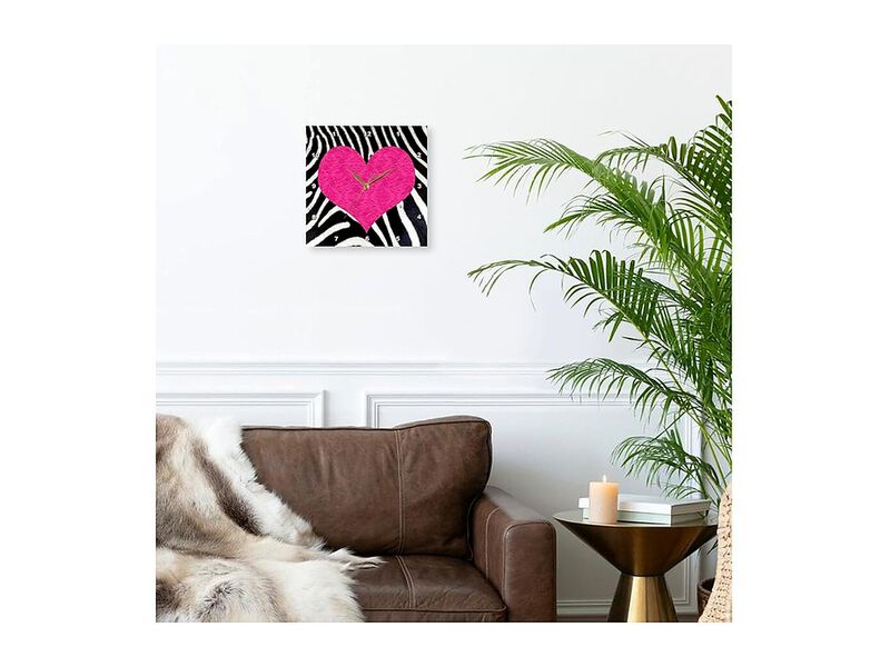 Punk Rockabilly Zebra Animal Stripe Pink Wall Clock 13 Inch Home Decor image number 1