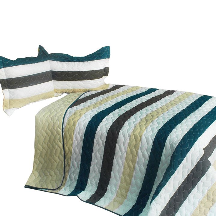 3-Piece Vermicelli Quilted Patchwork Quilt Set Soft Bedding