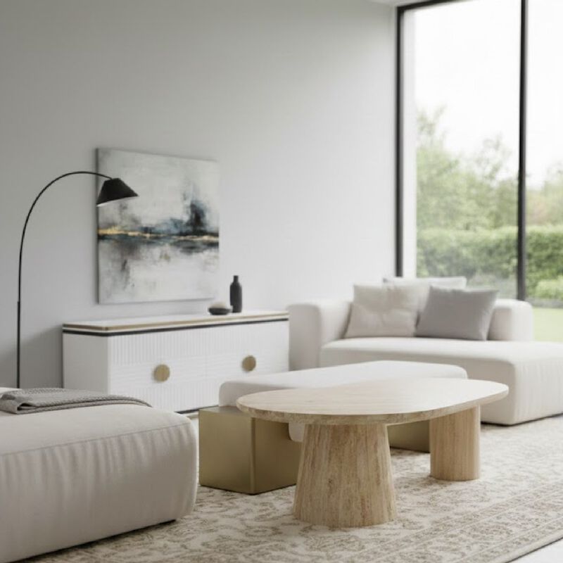 Freeform Travertine Coffee Table | OROA Modern Gracemont image number 1