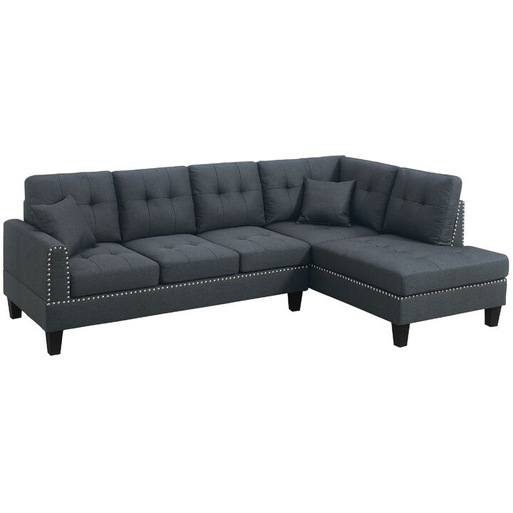 Wudrof Nailhead Trim L‑Shape Sectional Sofa