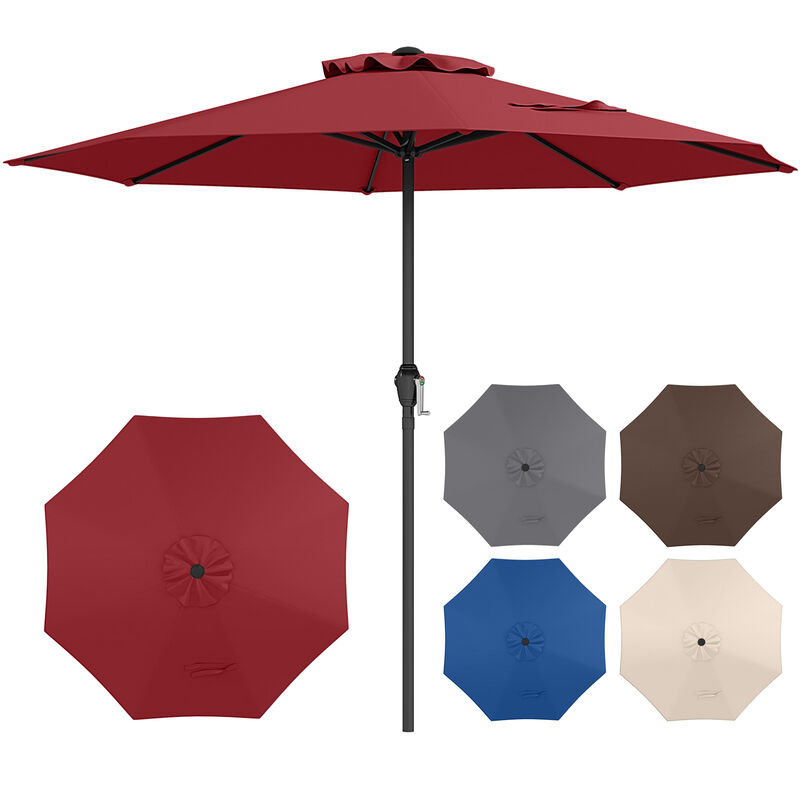 Outdoor Heavy Duty Market Umbrella with Crank Handle and 8 Sturdy Ribs