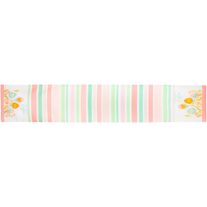 72" Pastel "Happy Easter" Striped Table Runner