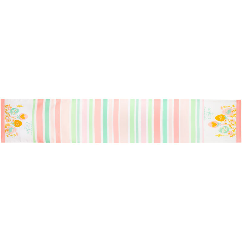 72" Pastel "Happy Easter" Striped Table Runner image number 0
