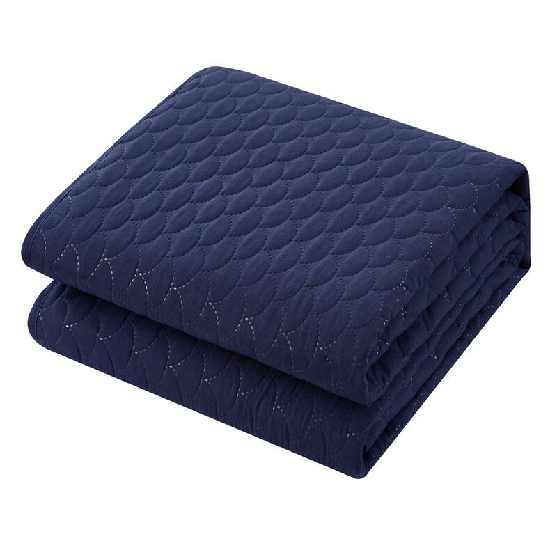 Chic Home Hortense Comforter And Quilt Set Hotel Collection Design Fish Scale Pattern Bedding Navy, King