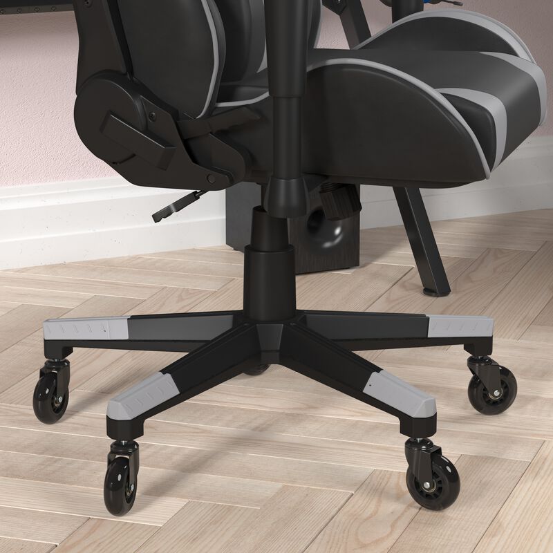 X20 Gaming Chair Racing Office Computer PC Adjustable Chair with Reclining Back and Transparent Roller Wheels in   LeatherSoft