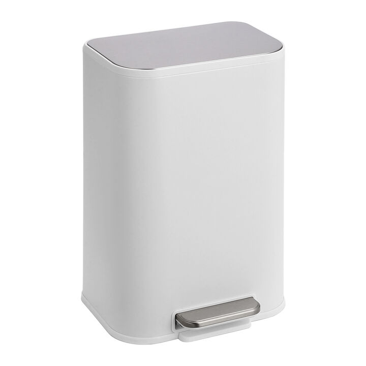 Modern Stainless Steel Trash Can, Soft Close Lid, Step Pedal, Removable Inner Bucket, Rectangular Durable Design