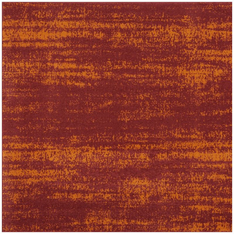 HomeRoots 5' Red And Orange Square Abstract Indoor Outdoor Area Rug image number 0
