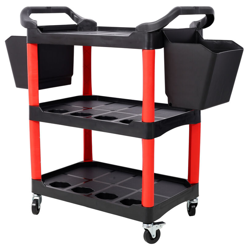 ELEMENT ACE 3 Tier Rolling Utility Storage Cart with Wheels and Hanging Buckets for Garage, Workshop, Auto Detailing and Repair Shop Tool Organization image number 3