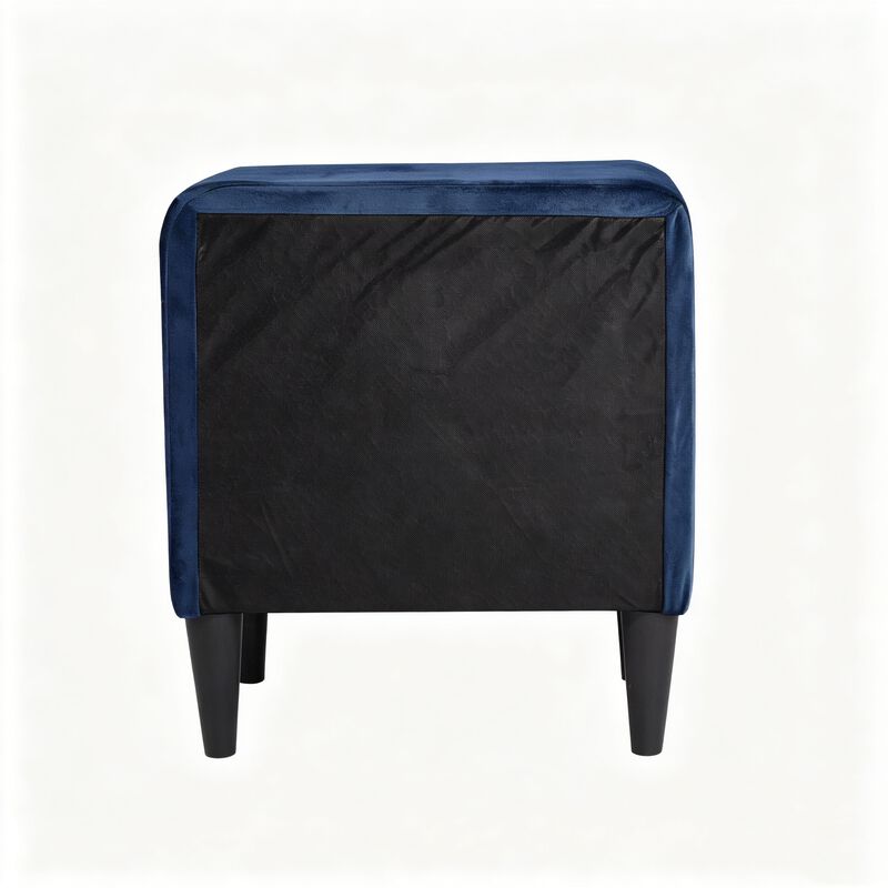 20" Assembled Velvet Nightstand 2-Drawer Gray Tapered Legs image number 6