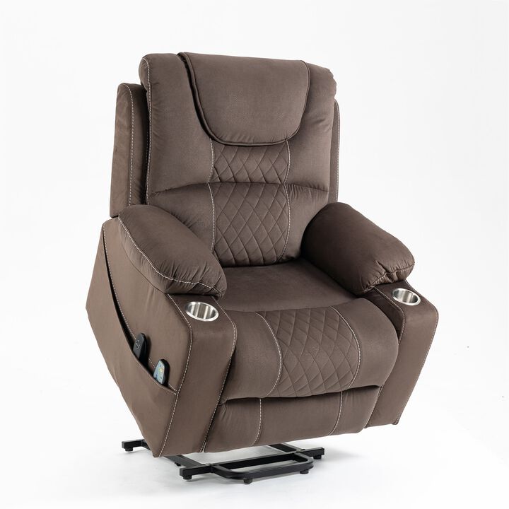 Velvet Recliner Chair with 2 Cup Holder, Lounge Chair Power Lift Chair Relax Sofa Chair