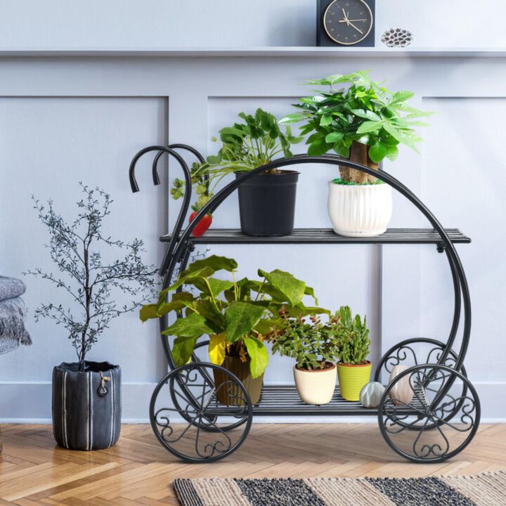 Hivvago Heavy Duty Metal Flower Cart Plant Stand