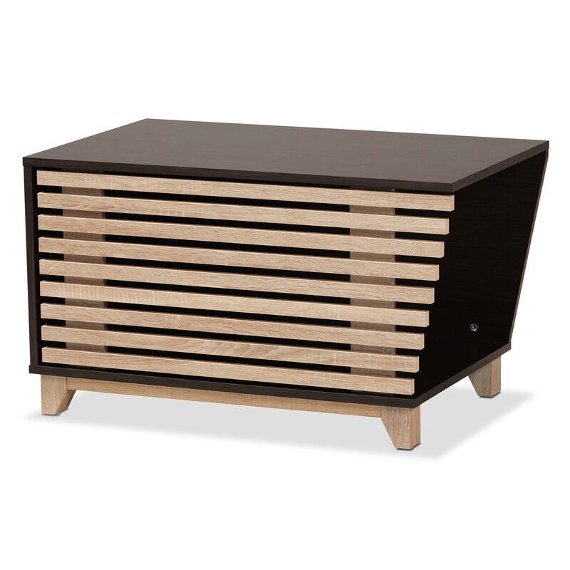 Baxton Studio Eckhart Modern Two Tone Dark Brown Wood Cat Litter Box Cover House