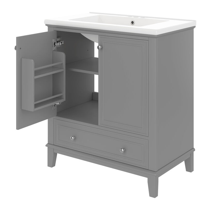 Merax Bathroom Vanity with Sink Combo, Multi-functional Bathroom Cabinet with Doors and Drawer