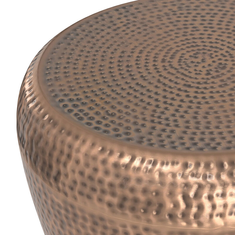 Preston Modern Industrial 22 inch Wide Metal Metal Side Table in Antique Copper, Fully Assembled