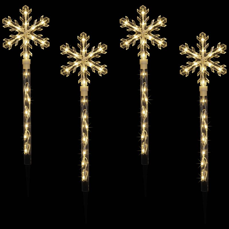 4ct Snowflakes Christmas Pathway Marker with Lawn Stakes - Clear Lights image number 2