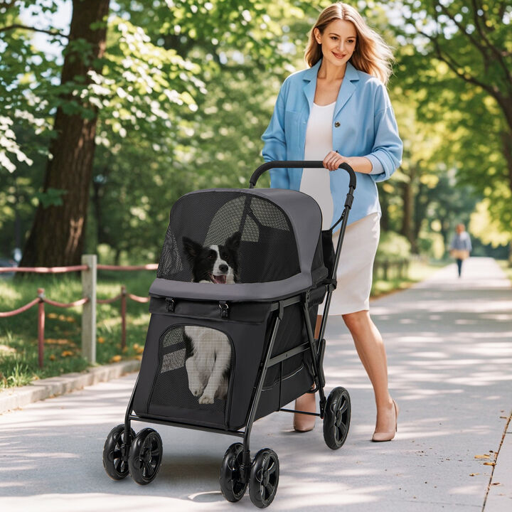 Dog Stroller for Medium Small Dogs with Dual Entry