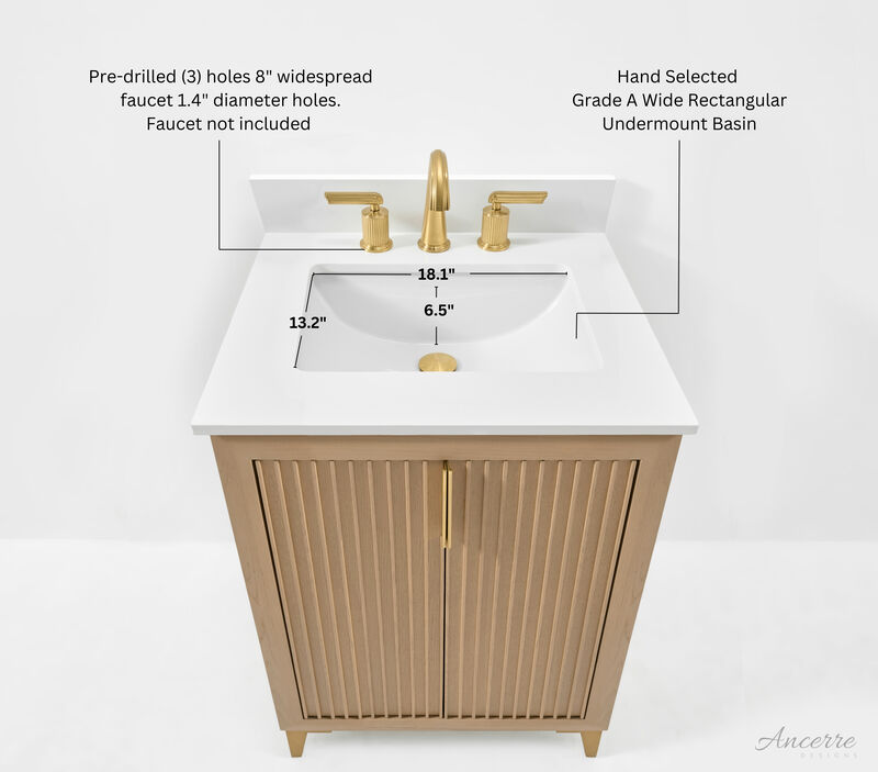 Turlington 24 in Oak Bath Vanity Set with White Quartz Vanity Top and White Undermount Basin