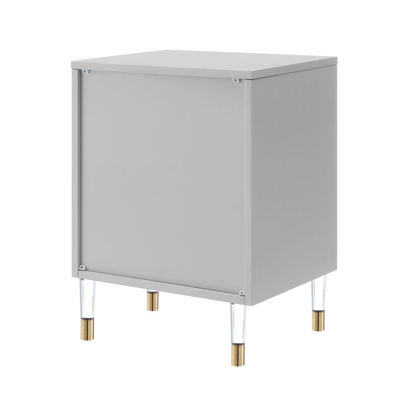 Nicole Miller Nadeen 1 Drawer 1 Door High Gloss Finish Acrylic Knob and Leg Side Table image number 5