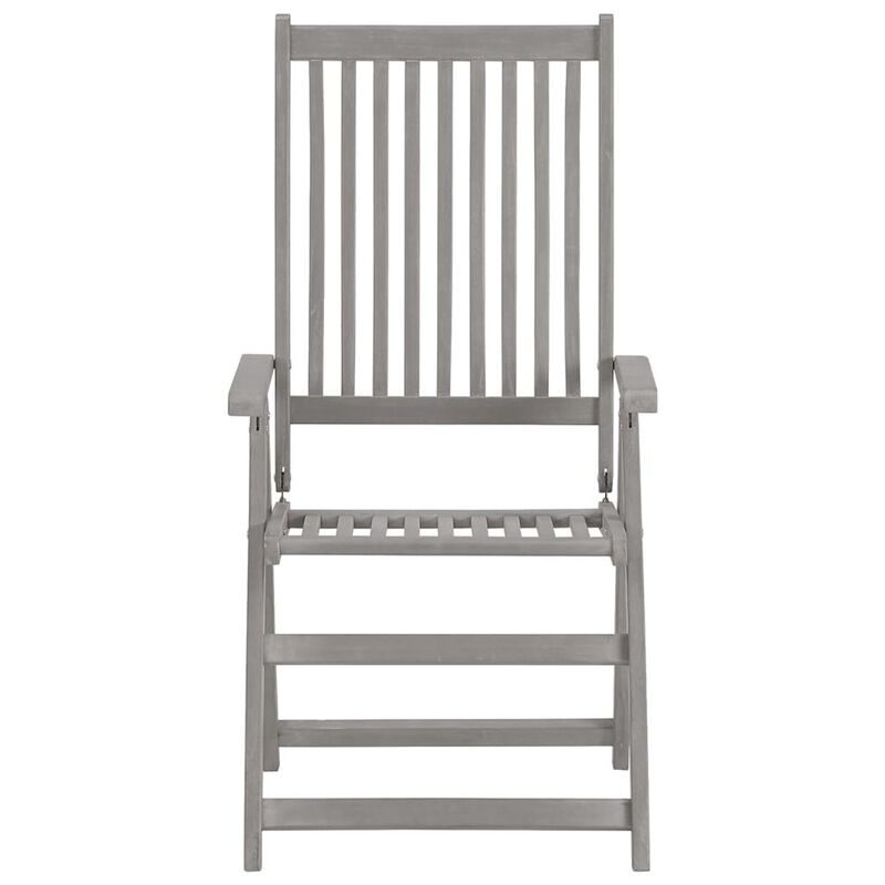 Garden Chair Set of 8 Grey Solid Acacia wood, 100% polyester fabric