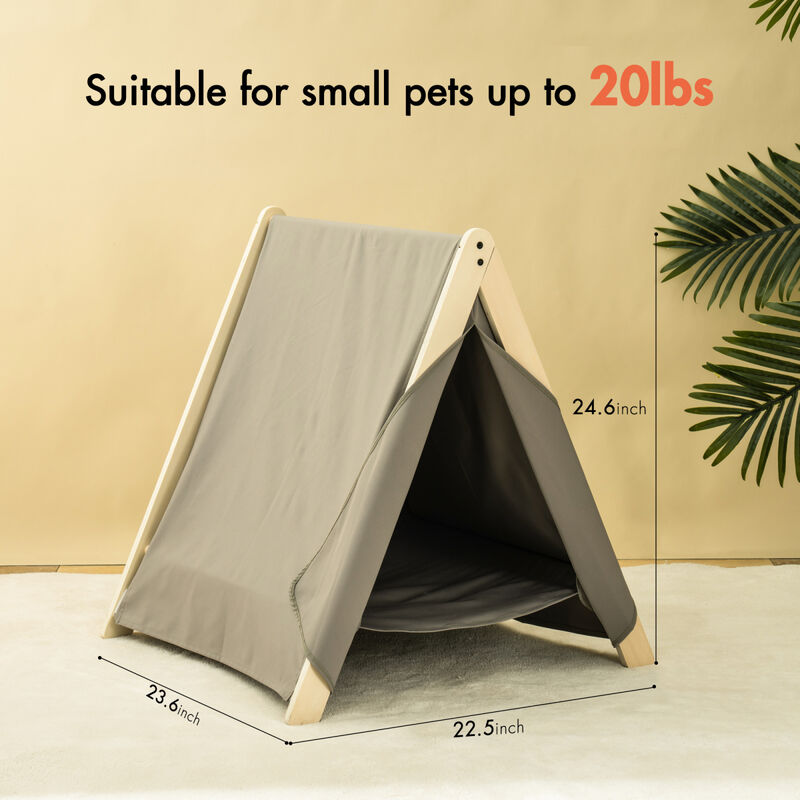 Pet Tent, Cat Tent for Indoor Cats, Wooden Cat House for small Pets, Gray green