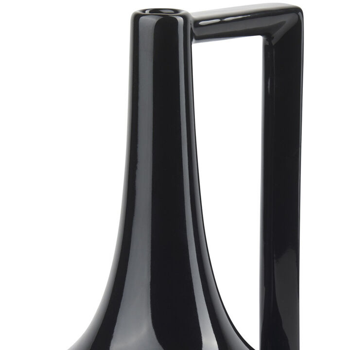 HomeRoots 12" Black Ceramic Jug Vase
