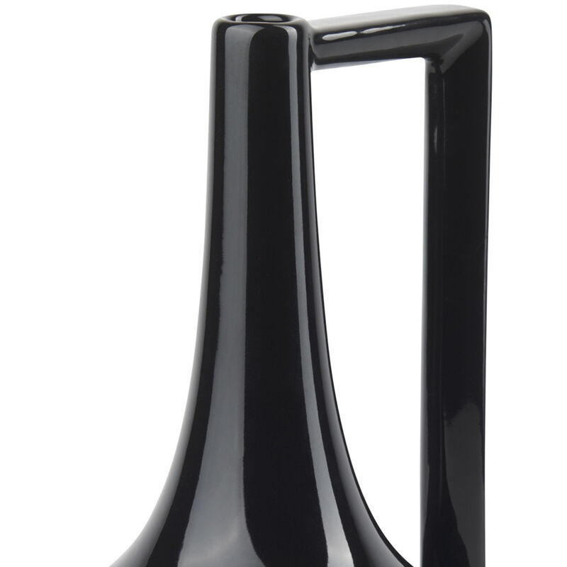 HomeRoots 12" Black Ceramic Jug Vase image number 1